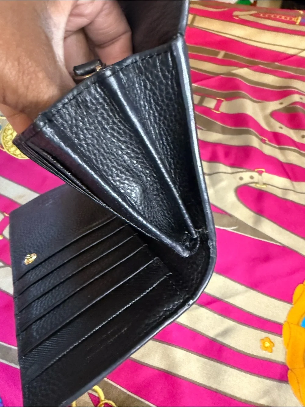 Vivienne Westwood Black Textured Envelope Wallet with Gold Orb Logo